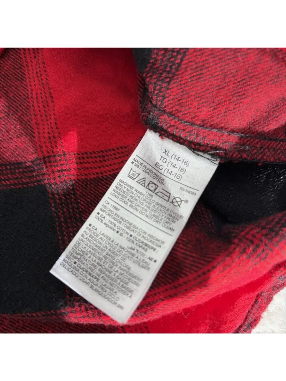 Old Navy Girls Red Black Buffalo Plaid Button Up Short XL 14/16 Fall Christmas